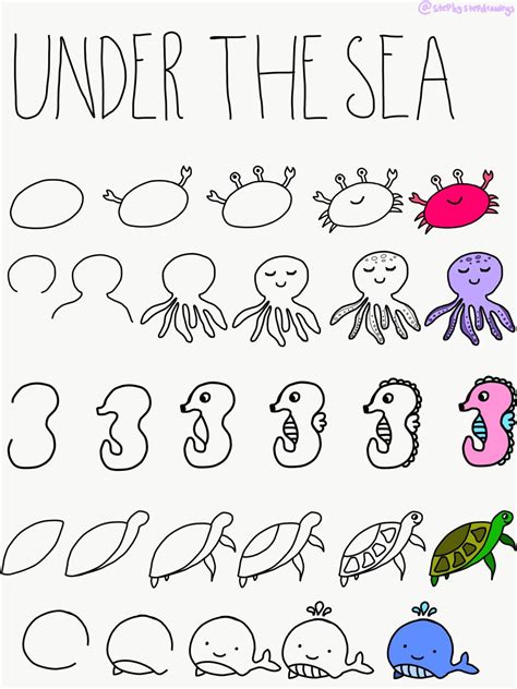 How to Draw Sea Animals drawing .